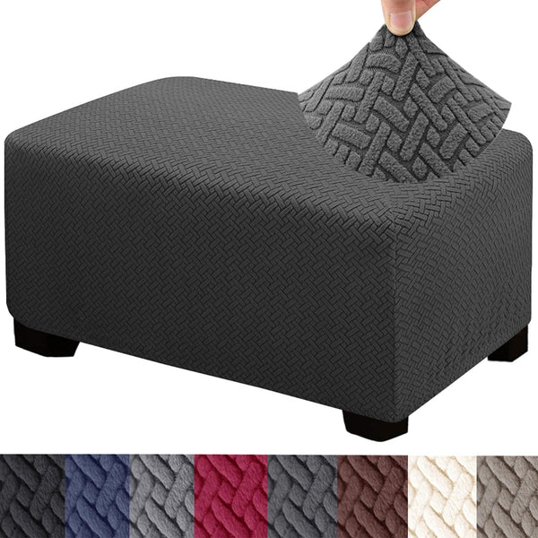 HFCNMY Ottoman Cover Rectangle,Stretch Knitted Jacquard Rectangle Ottoman Cover Thick Slipcover for Ottomans
