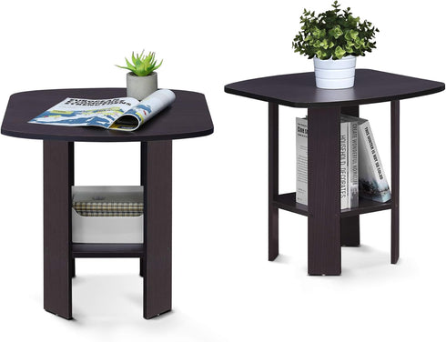 Furinno SIMPLE DESIGN Side Table Set of 2, 2-Tier Modern End Table