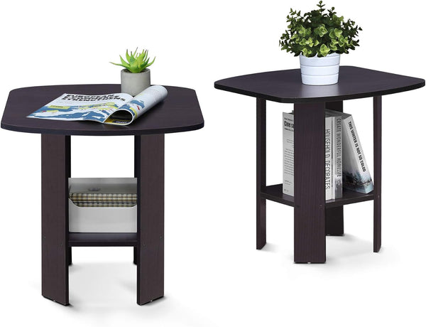 Furinno SIMPLE DESIGN Side Table Set of 2, 2-Tier Modern End Table