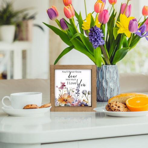 pechpell Wildflower Baby Nursery Decor, Wooden You'll Never Know Dear How Much I Love You Sign, Wild Flower Picture