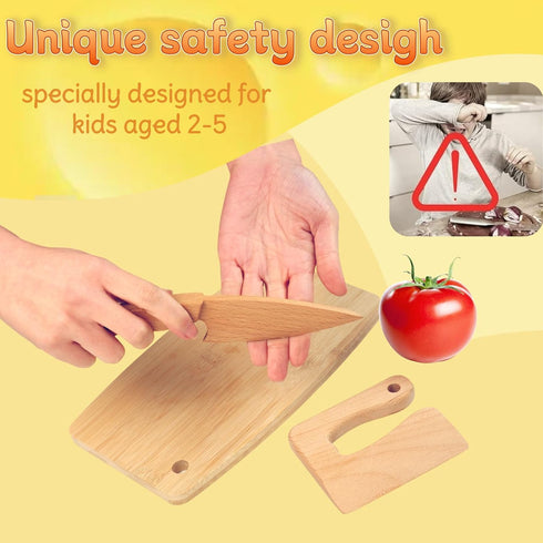 Set 8 Sets Wooden Kids Safe Knife and Kids Baking for Real Cooking, PCS Toddler Montessori Kitchen Tools, Cooking