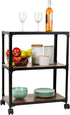 Mind Reader Bar Cart - Rolling 3-Tier Kitchen Cart, Microwave Stand, Wood/Metal, 23"L x 12"W x 29.5"H, Brown