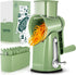 SUSTEAS Rotary Cheese Grater with Handle, Vegetable Shredder with 5 Blades & Strong Suction Base, Retro Green