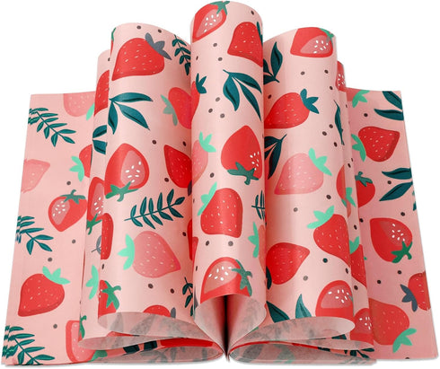 150Pcs Strawberry Wax Paper, Pink Deli Paper for Sweet Fruit Sandwich Wrap, Waterproof Oil-Proof
