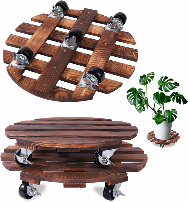 PRAQECZ 2 Pack Plant Caddy with 5 Wheels, 14" + 12" Rolling Plant
