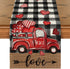 Artoid Mode Watercolor Buffalo Plaid Hearts Truck Love Valentine's Day Table Runner, 13 x 36 Inch Kitchen Dining Table
