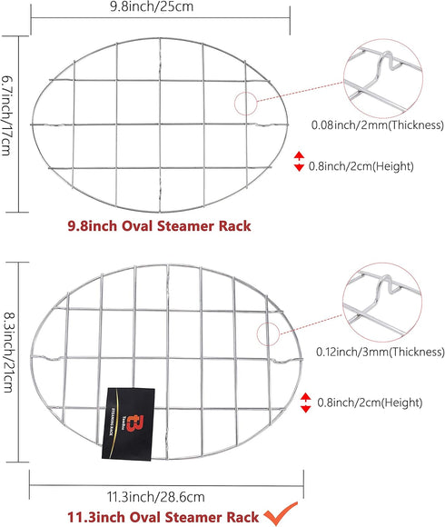 TamBee 1PC Wire Broiling Rack, Roasting Rack, Baking Rack, Cooking Cooling for Oven, Stainless Steel Oval Steamer Rack