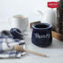 Set 12oz,Easy HAOTOP Farmhouse Porcelain Honey Jar with Dipper and Lid to Clean (Navy)