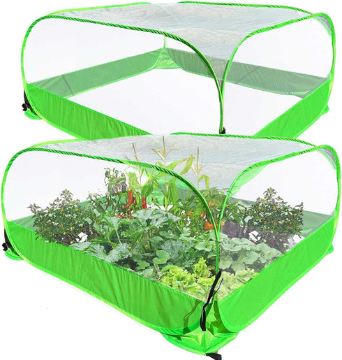 Pop Up Garden Mesh Plant Cover 2Pcs Outdoor Plant Protector Mesh Plant