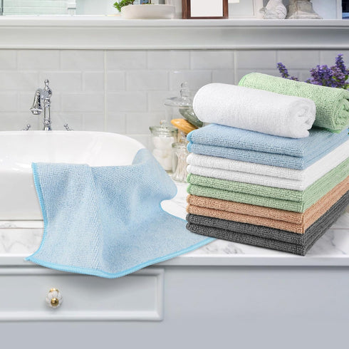 Set 50 Pack, 12x12 Inch, Orighty Washcloths Bulk Towels Highly Absorbent and Soft Feel Microfiber Face Cloths