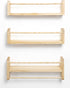 Set 3 Maxpeuvon Nursery Floating Shelves for Wall, of Book Shelves Natural Wood Wall Mounted Organizer with Towel Bar