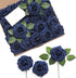 Ling's Moment 50Pcs Navy Blue Roses Artificial Flowers Decor w/Stems, 3" Real Touch Foam for Wedding Bouquets,