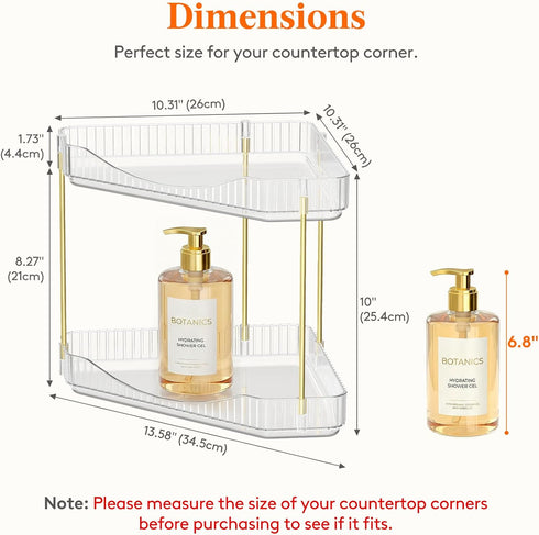 2-Tier Counter Countertop, 25 cm/10inch(H) Lifewit Corner Bathroom Organizer, Plastic Makeup Skincare Organizers