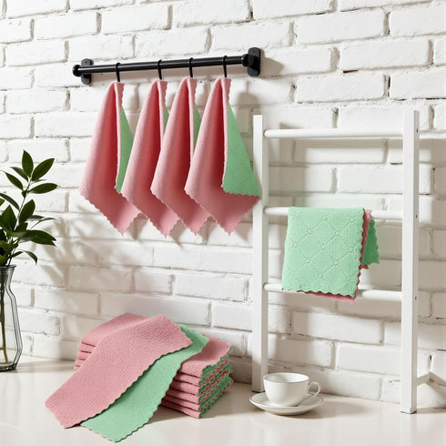Lhluhyi 12Pack (9.84x9.84 inches), Kitchen Dish Cloths Kitchen Dish Towels, Super Soft and Absorbent Coral Velvet