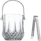 Glass Ice Bucket with Handle and Ice Tong - Clear Crystal Ice Buckets for Cocktail Bar, Wine Home Bar Accessories