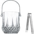Glass Ice Bucket with Handle and Ice Tong - Clear Crystal Ice Buckets for Cocktail Bar, Wine Home Bar Accessories
