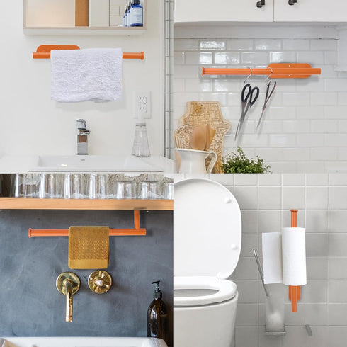 YeeBeny Orange Paper Towel Holder Kitchen Roll Holder, Paper Towel Holder - Self Adhesive or Drilling, Under Cabinet