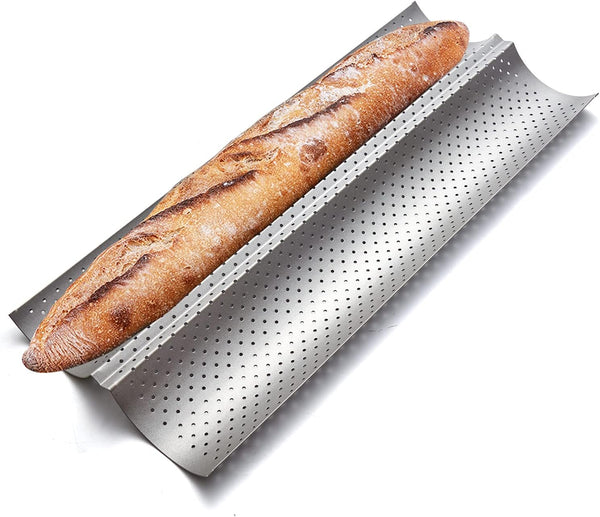 KITESSENSU Nonstick Baguette Pans for French Bread Baking, Perforated 2 Loaves Baguettes