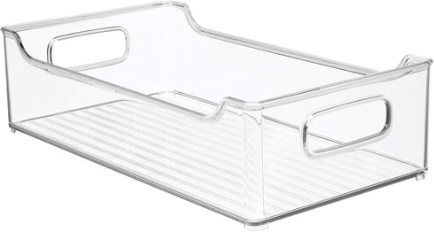 mDesign Wide Plastic Kitchen Storage Container Bins with Handles -Organization in Pantry, Cabinet, Refrigerator
