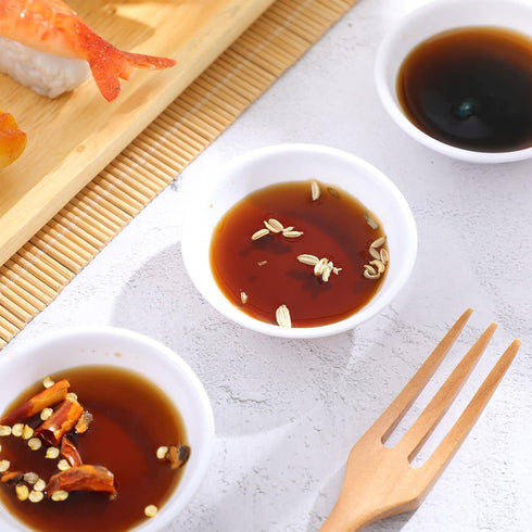 6pcs Ceramic Seasoning Dishes, Sushi Dipping Bowls, Mini Appetizer Plates for Kitchen Tableware