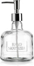Elegant Home 18 Oz 7" Clear Embossed Glass Hand Sanitizer Dispenser Holder Bottle - Refillable Acrylic Pump for Soap,