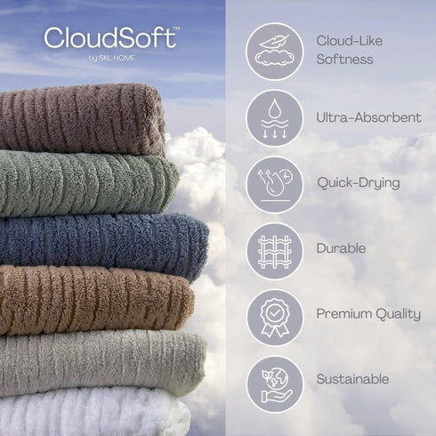 4-Piece Set, SKL Home CloudSoft Cotton Luxury Washcloth Oatmeal