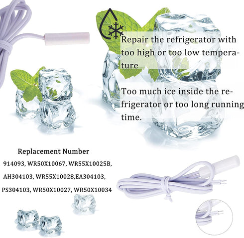 Refrigerator Defrost Heater WR51X10055, Temperature Sensor WR55X10025, Defrost Thermostat WR50X10068 Compatible with GE