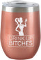 Chris's Stuff 12 oz Wine Tumbler, Iced Coffee Mug with Splash-Proof Lid, Stainless Steel Rose Gold