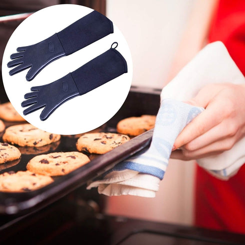 Extra Long 19.7" Professional Oven Mitts, Non-Slip Silicone Grip, Heat Resistant Up to 572°F, Black