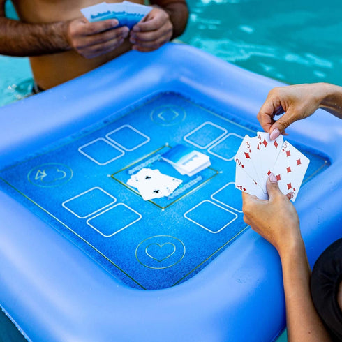 Poolcandy Floating Game Table with Waterproof Playing Cards 28 Inflatable Pool Card