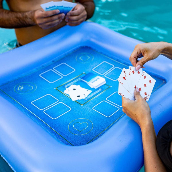 Poolcandy Floating Game Table with Waterproof Playing Cards 28 Inflatable Pool Card
