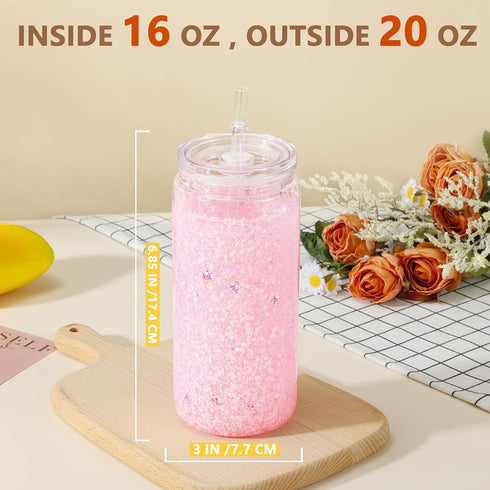 20 Oz 9 Pack Maucircol Acrylic Snowglobe Tumbler Including DIY Kit, Pre-Drilled Double Wall Plastic Snowglobe Cup