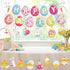 Easter Hanging Swirls Decorations for Home Office School, Happy Easter Banner with Egg Bunny Foil Swirl Ceiling Decor