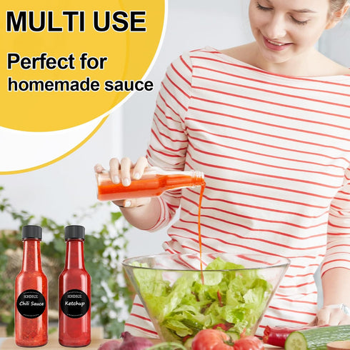 3 oz, 24 Pack GMISUN Mini Hot Sauce Bottles Ginger Shot Bottles with Shrink Capsules, Glass Mini Wine Bottle