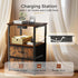 Klaus Kelsie Land Nightstand with Charging Station and LED Lights, Small Night Stand for Bedroom with Fabric Drawer