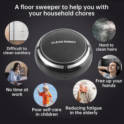 USB Rechargeable Automatic Vacuum Cleaner, Intelligent Floor Cleaner for Home or Office Sweeping Machines (Black)