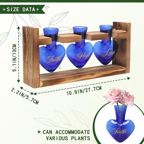 Plant Terrarium Propagation Stations Faith Hope Love Hydroponics Home Garden Decoration Gift for Women with Wooden