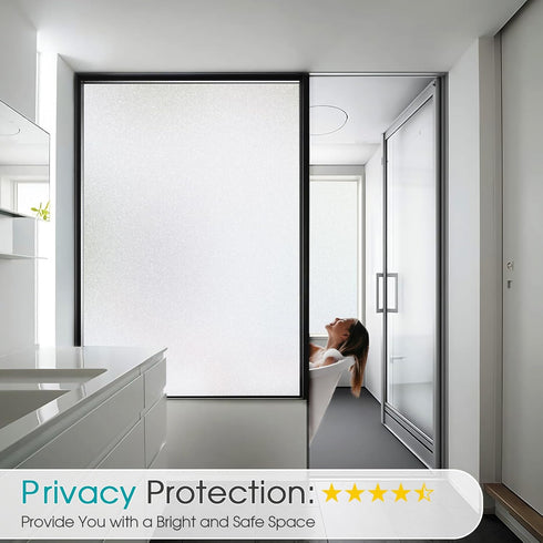 Coavas Window Privacy Film Frosted Glass Window Clings Heat Blocking Frosting Film Decorative Bathroom Door Window Coverings Day and Night Privacy Film Home Window Tint (11.8 x 78.7 Inch, Pure) by Coavas