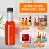 35 Pack 5 oz Woozy EkkoVla Clear Glass Hot Sauce Bottle with Black Caps and Orifice Reducers, Clear Bottles Empty Wine