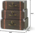 Soul & Lane Set of 3 Cardboard Suitcase Boxes with Handle, Brown Travel-Themed Paperboard Boxes for Decoration