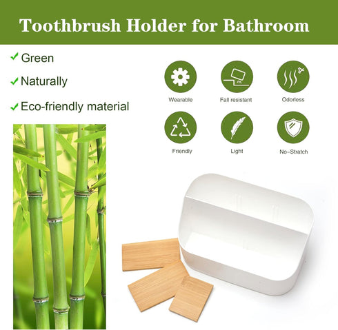 Electric Toothbrush Holders for Bathrooms - White Tooth Brushing Holder with Bamboo Dividers for Countertop