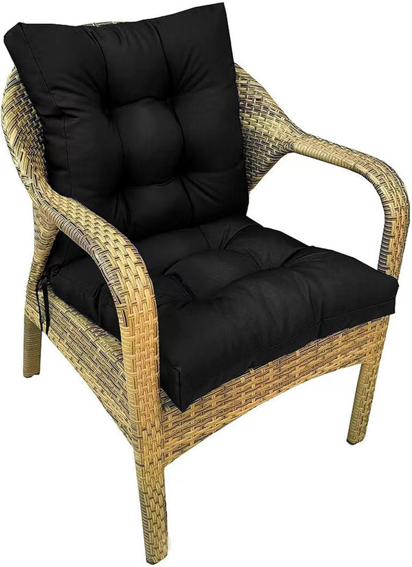 Outdoor Chair Cushions with High Back Waterproof Wicker Rocking Chair Cushion Black