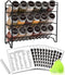 SWOMMOLY Spice Rack Organizer with 18 Empty Square Spice Jars, 396 Spice