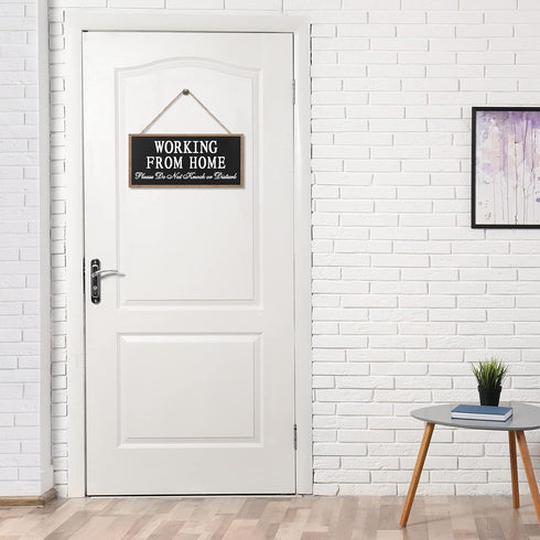 Working from Home Wood Sign, Please Do Not Knock or Disturb Hanging Wood Plaque, Outdoor Decor Wooden Don't Disturb
