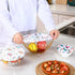 Patelai 10 Pieces Reusable Bowl Covers, 5 Size Stretch Cloth Fabric, Elastic Food Storage Covers for Leftovers