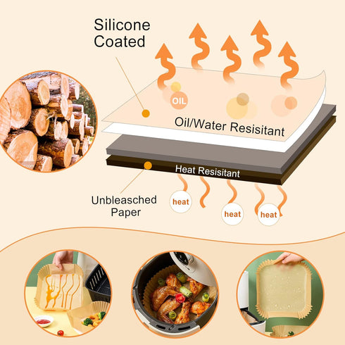 100Pcs Small Air Fryer Liners Disposable, 6.5 Inch Round Parchment Sheets for Baking Cooking Food