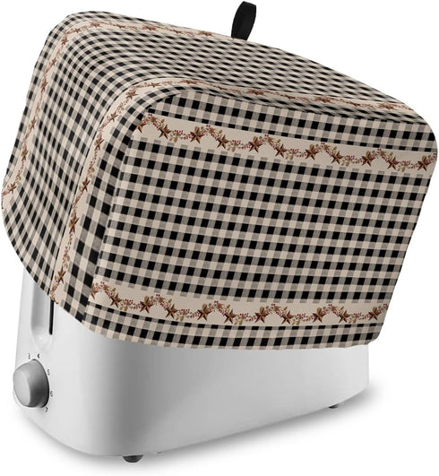 Country Star Berry Black Buffalo Plaid Toaster Dust Cover, Soft Washable 2 Slice, Pockets for Small Appliance Protection