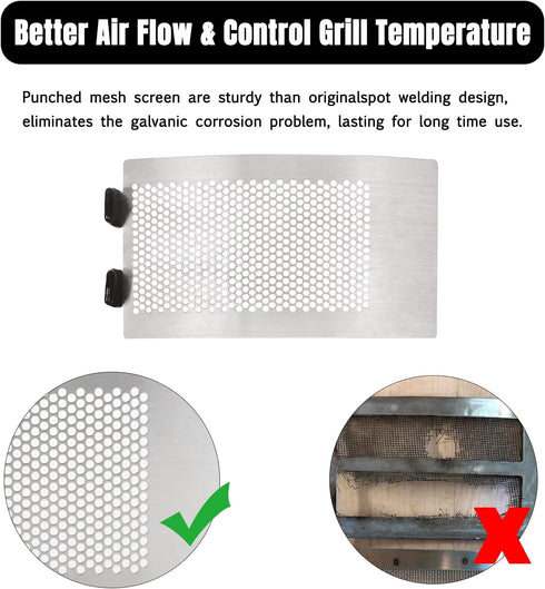 Dracarys Metal Punched BGE Mesh Screen Panel Big Green Egg Accessories Draft Door Screen, Big Green Egg Parts Stainless