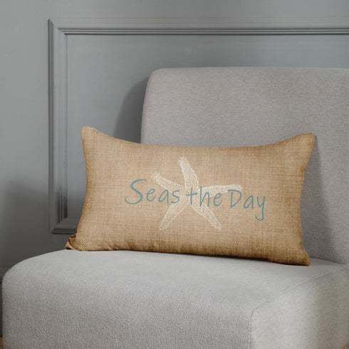 Emvency Vintage Beach Starfish Canvas Look Linen Throw Pillow Cover - 20x26 Inch Rectangle Cushion Case