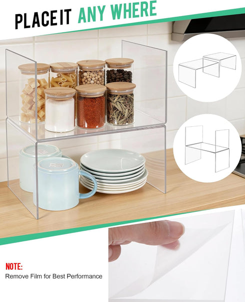Sahasea Set 4 Countertop Acrylic Cabinet Organizer, of Clear Shelf Organizer for Kitchen Pantry Organizers and Storage